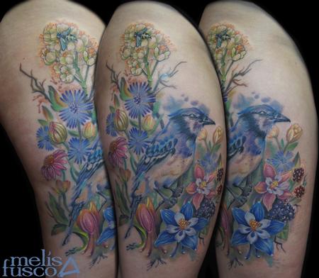 Tattoos - Blue Jay in Colorado meadow - 101456